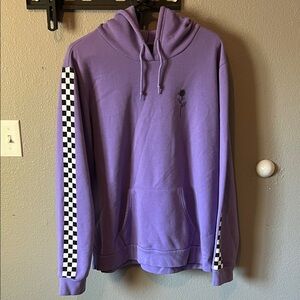 Justify Lavender Hoodie with Checkered Sleeve Detail